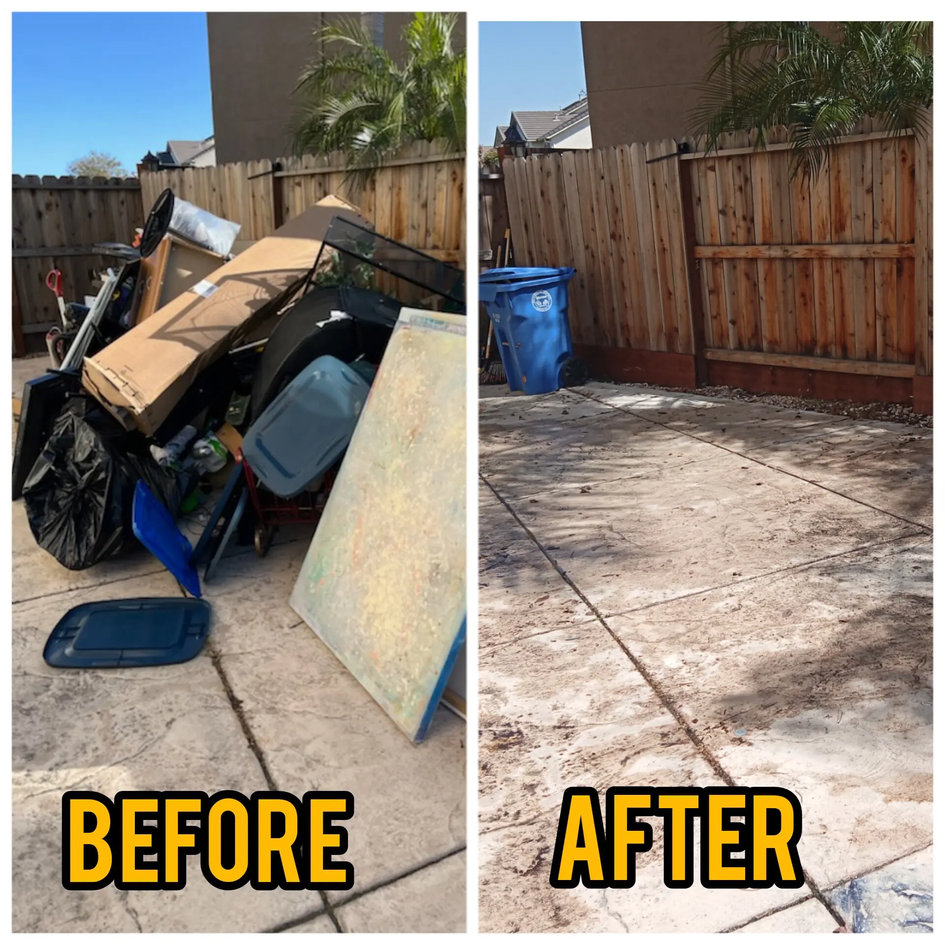Side Yard Cleanout Before and After